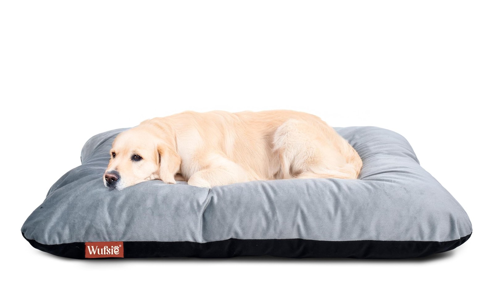 WUFSIE Dog Bed Large 70x100cm | Reversible Premium Velvet Black & Grey Pet Bed | Soft, Washable & Durable Bed for Dog and Cat