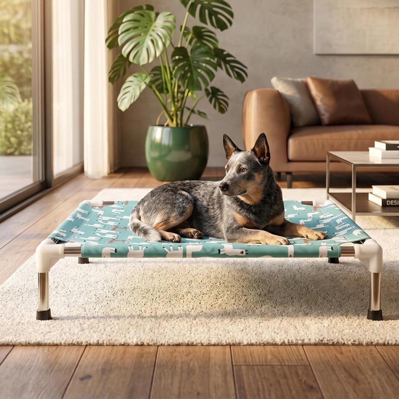 ZEXSAZONE Elevated Dog Bed 70x60x20 cm for Medium Dogs & Cats | Cooling Raised Pet Cot with Anti-Scratch Fabric | Foldable Po