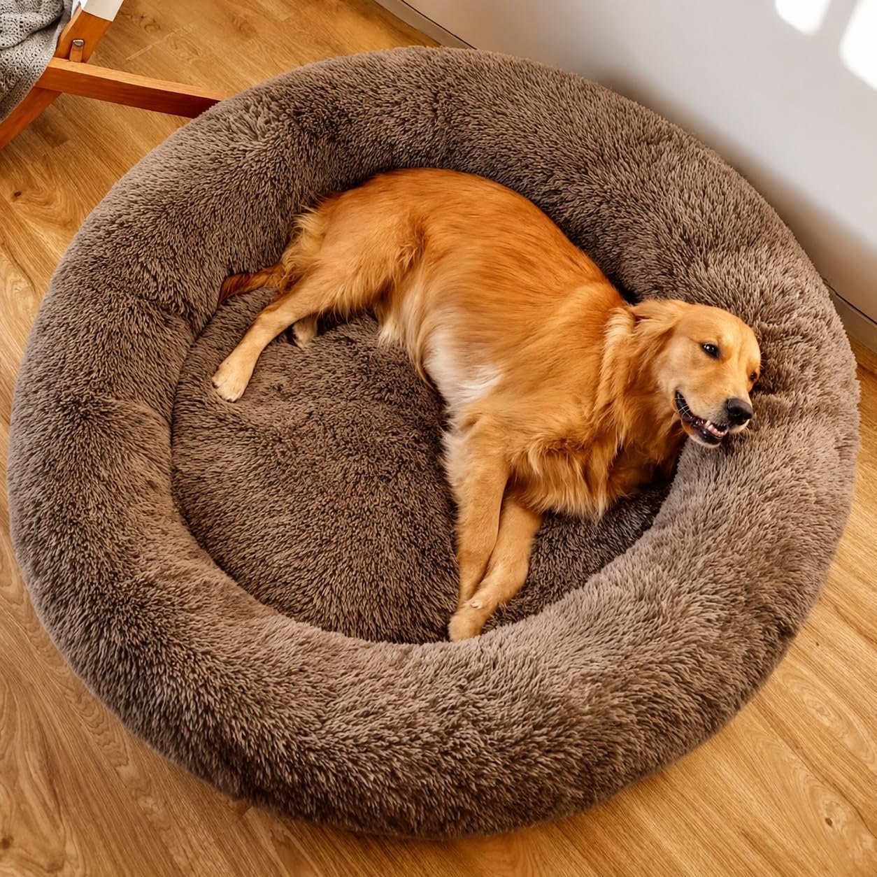 ZEXSAZONE Round Donut Pet Bed for Cats and Puppies Dogs mat, Cozy and Plush, Raised Bedside Support, Both Sides Use Like 2 in