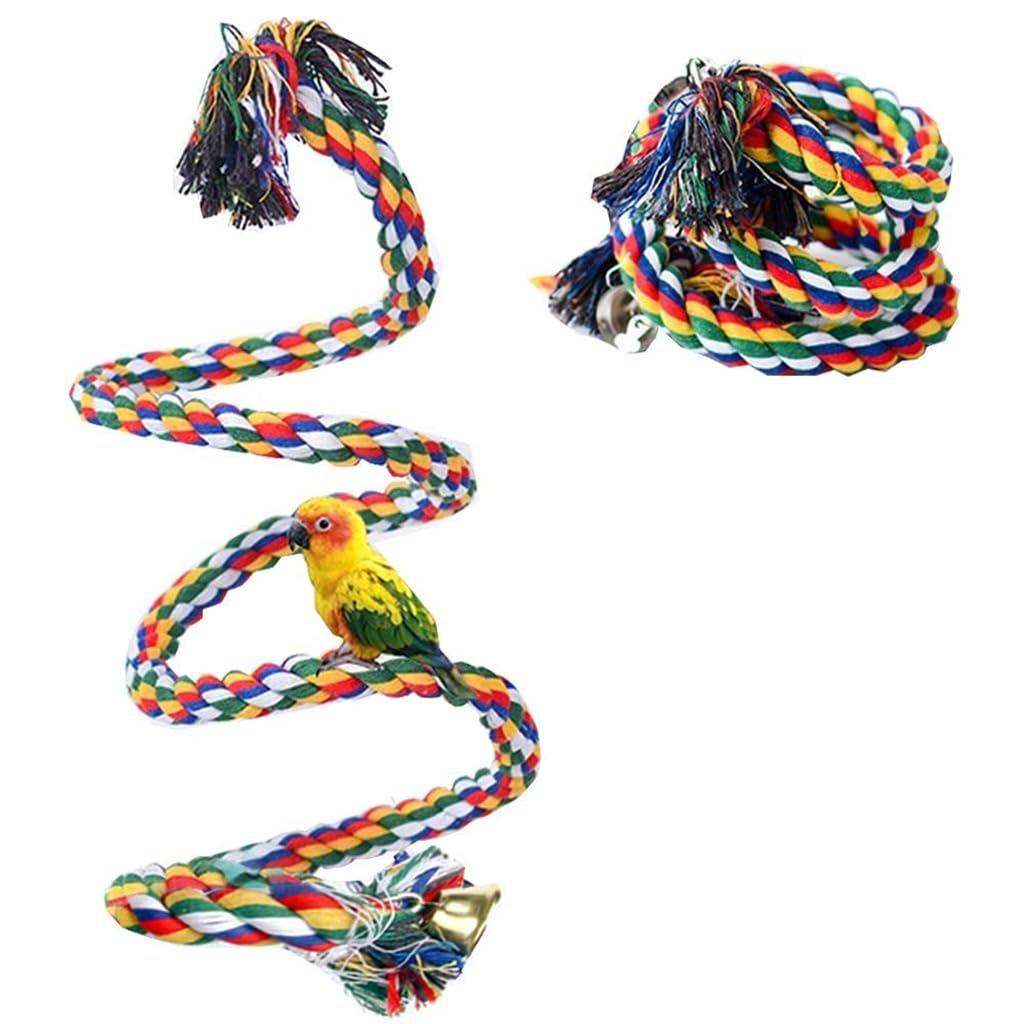 ZIBUYU® Birds & Parrot Toy - Rope Perch, Swing & Bungee Climbing Set with Steel Core, Food-Safe & Natural Colors, Chewing, Ex