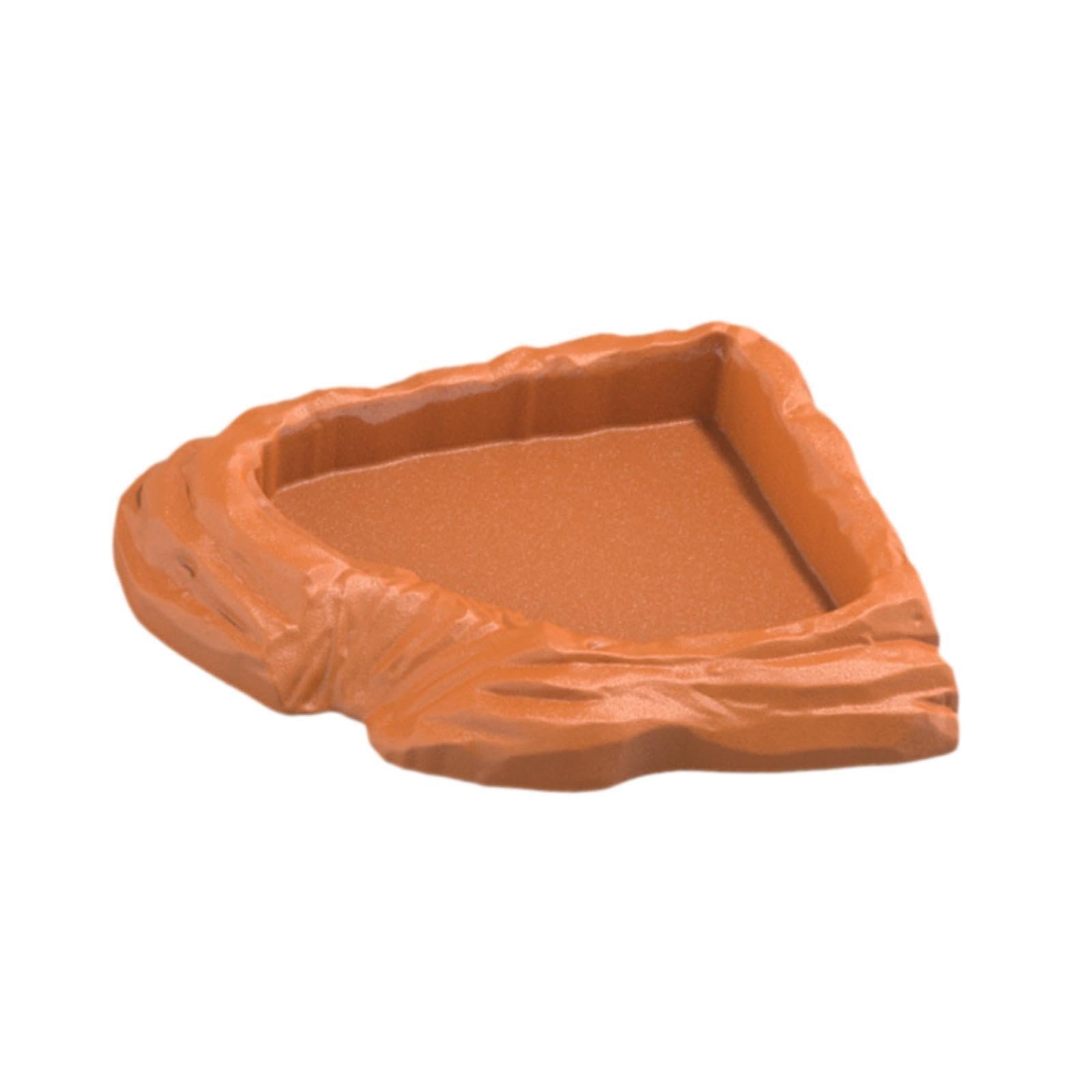 ZOOMELLA Turtle Water Dish Reptile Bathing Dish Pool for Pet Supplies Frogs Tortoises Brown