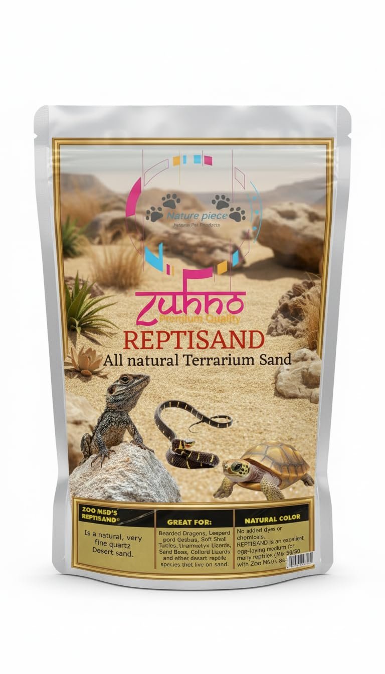 Zuhno Reptisand Natural Terrarium Sand, Premium Desert Substrate for Bearded Dragons, Geckos, Turtles, No Added Dyes, Fine Qu