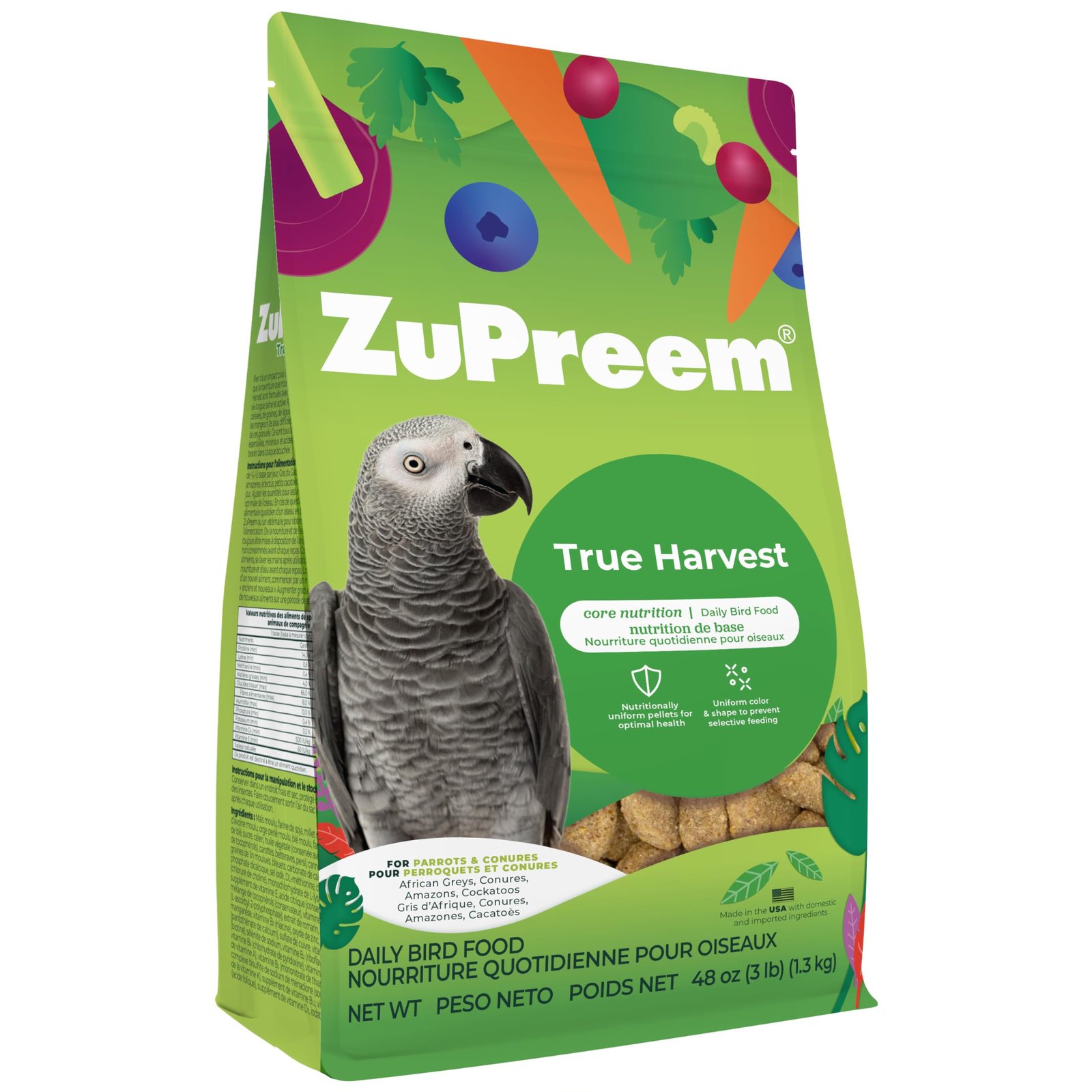 ZuPreem Natural for Medium to Large Birds (1.4 Kilograms, Multicolor), All Life Stages, Pellet